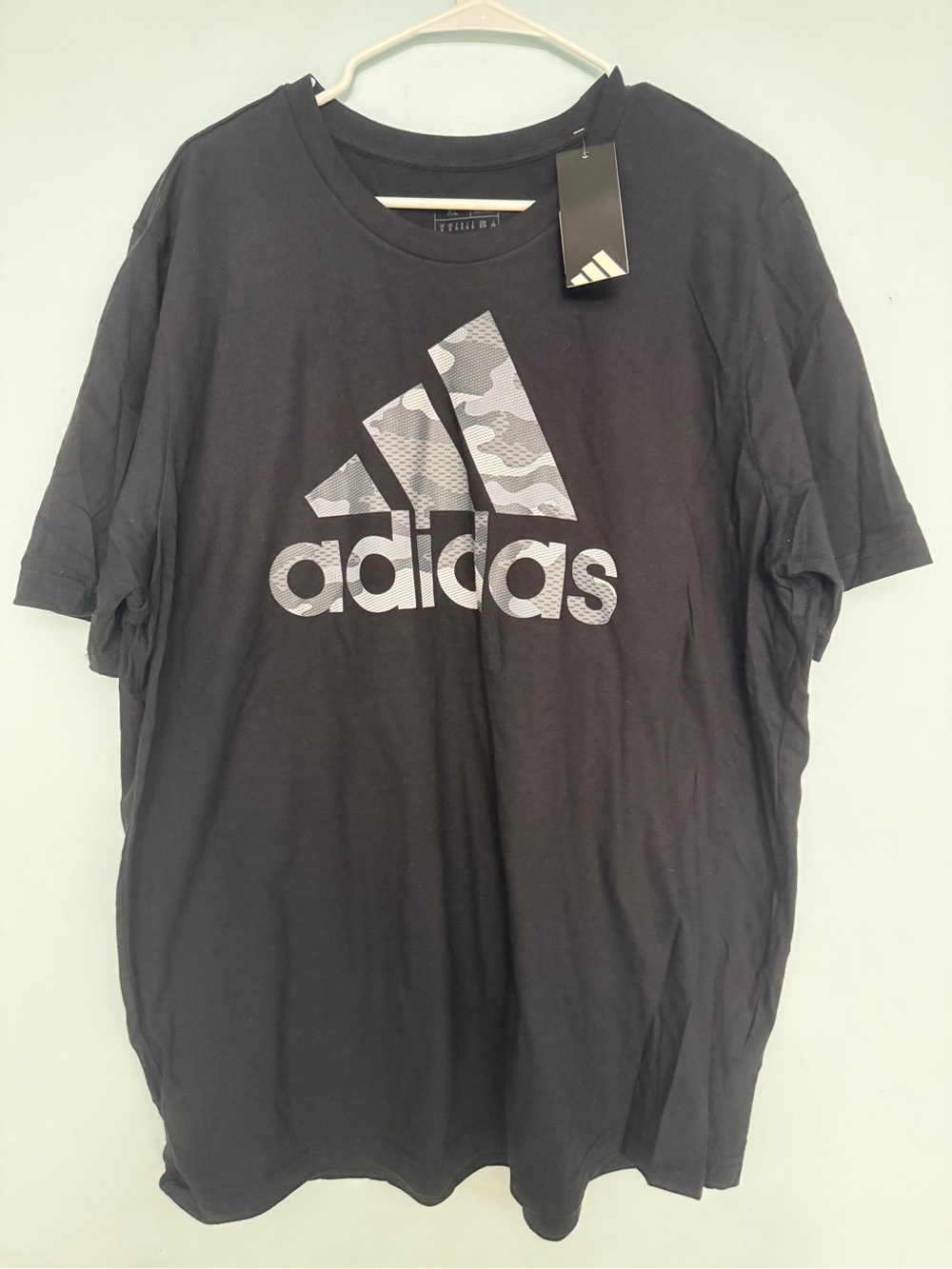 Adidas T-Shirt Men’s L Black Camo Logo Graphic Tee Short Sleeve Athletic New